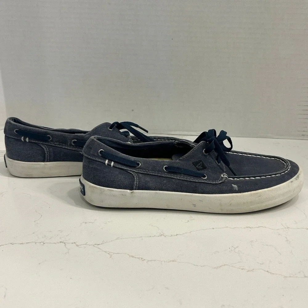 Sperry Top-Sider Boat Shoes Deck Shoes Mens Size 8 Navy Blue Canvas 2-Eye